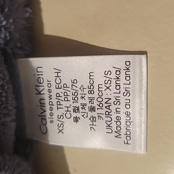 Calvin Klein Plush Robe Soft Cozy‎ Spa Bathrobe Loungewear Gray - Picture 5 of 6